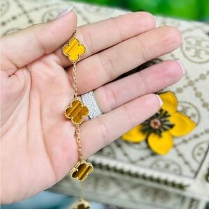 Van Cleef & Arpels Gold and Yellow Clover Bracelet